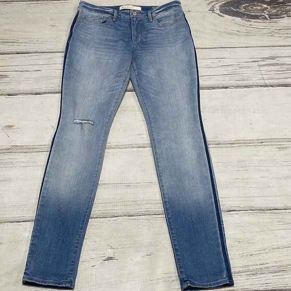 Marc Jacobs Jeans Rolled Hem Slim Distressed Ombre Denim Stripe Size 29 - Picture 1 of 13